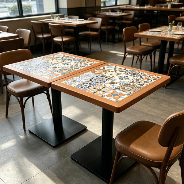 Muxing Gewerblicher Café-Tisch, quadratischer Restauranttisch, Bistrotisch Esstisch für Café, Bar, Bistro, Küche und Gastronomie 70 × 70 × 75 cm 【HUA-F70-】