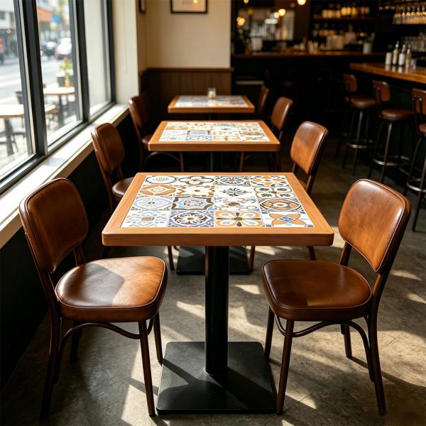 Muxing Gewerblicher Café-Tisch, quadratischer Restauranttisch, Bistrotisch Esstisch für Café, Bar, Bistro, Küche und Gastronomie 70 × 70 × 75 cm 【HUA-F70-】