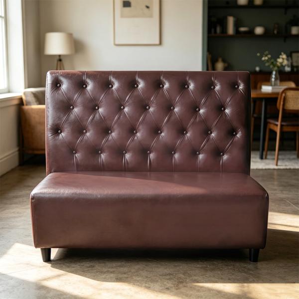 Muxing Gastronomiemöbel Stuhl Sofa Sitzbank, Dinerbank Restaurantbank für Café Bar Bistro Hotel, gepolsterte Sitzmöbel, Braun 120 × 65 × 105 cm 【Y-03KAFEI】