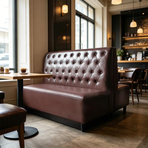 Muxing Gastronomiemöbel Stuhl Sofa Sitzbank, Dinerbank Restaurantbank für Café Bar Bistro Hotel, gepolsterte Sitzmöbel, Braun 120 × 65 × 105 cm 【Y-03KAFEI】