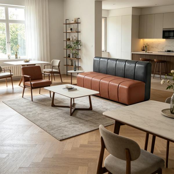 Muxing Gastro Sitzbank Dinerbank Sofa, Restaurantbank Polsterbank, Gastronomiemöbel Stuhl für Café Bar Bistro Hotel Schwarz-Braun 120 × 60 × 80 cm【Y-06PINSE】