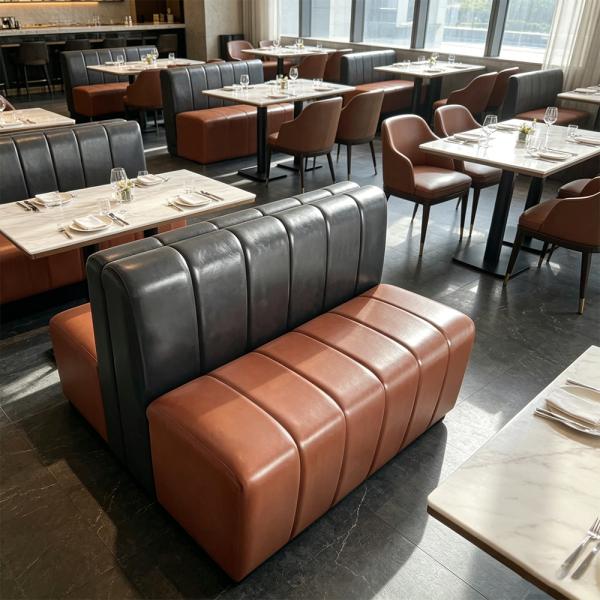 Muxing Gastro Sitzbank Dinerbank Sofa, Restaurantbank Polsterbank, Gastronomiemöbel Stuhl für Café Bar Bistro Hotel Schwarz-Braun 120 × 60 × 80 cm【Y-06PINSE】