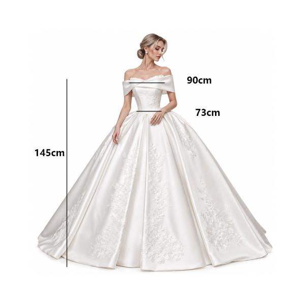 Muxing Damen Brautkleid Prinzessin Off Shoulder Hochzeitskleid Bodenlang mit Reifrock