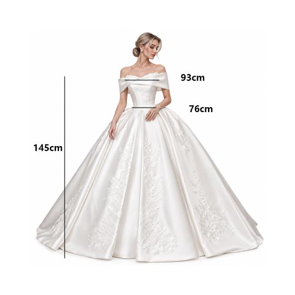 Muxing Damen Brautkleid Prinzessin Off Shoulder Hochzeitskleid Bodenlang mit Reifrock