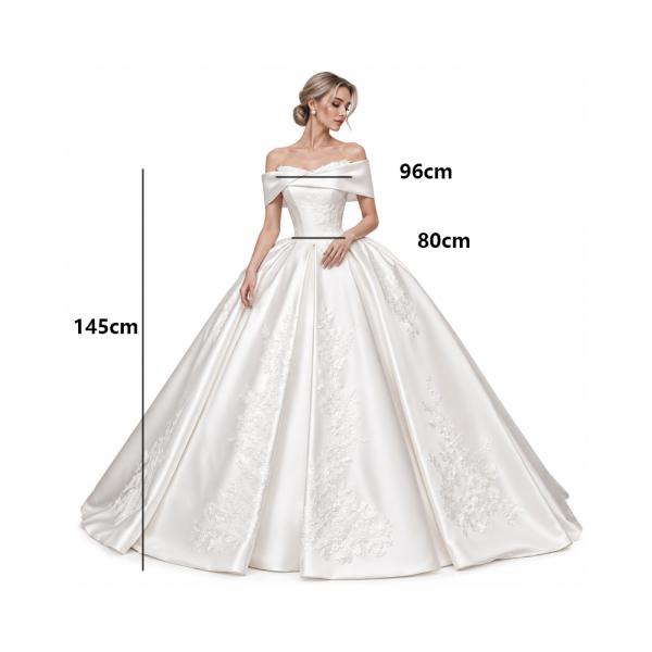 Muxing Damen Brautkleid Prinzessin Off Shoulder Hochzeitskleid Bodenlang mit Reifrock