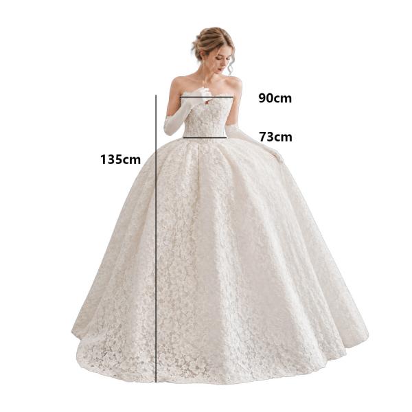 Muxing Damen Brautkleid Spitze Prinzessin Hochzeitskleid Trägerlos Bodenlang Ballkleid mit Handschuhen und Schleier
