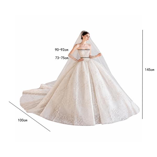 Muxing Damen Brautkleid Prinzessin Hochzeitskleid Bodenlang mit Glitzer Elegant ohne Schleier