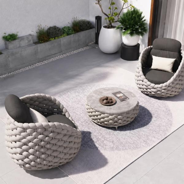 Muxing Gartenmöbel-Set bestehend aus 2 Outdoor-Sesseln und 1 Couchtisch