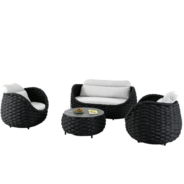 Muxing Gartenlounge Set 4-teilig mit 2 Einzelsesseln, Dreisitzer-Sofa und Couchtisch, Wasserabweisend, Ideal für Garten, Terrasse und Hof