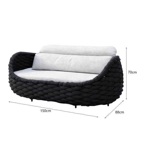 Muxing Gartenlounge Set 4-teilig mit 2 Einzelsesseln, Zweisitzer-Sofa und Couchtisch, Wasserabweisend, Ideal für Garten, Terrasse und Hof, Schwarz