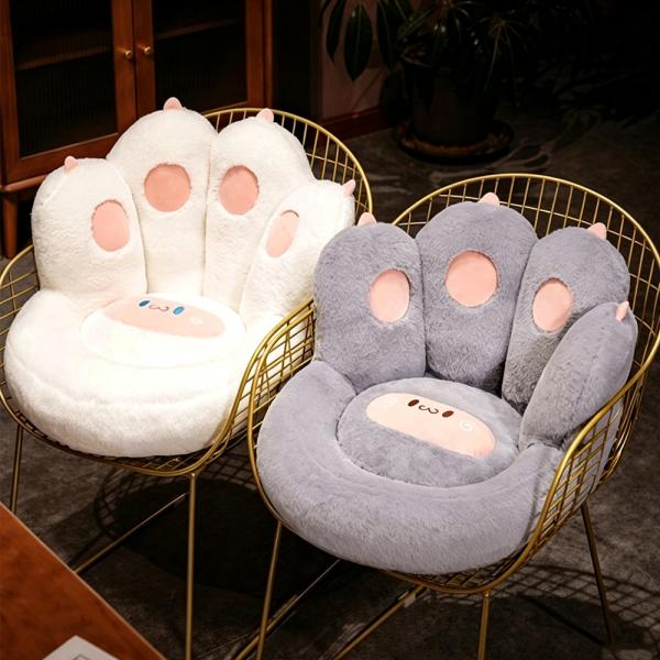 Muxing Plüsch-Sitzkissen mit Rückenlehne, weicher Bodensessel, gemütliches Sofakissen für Wohnzimmer, Schlafzimmer und Leseecke Grau 50 × 45 × 13 cm /MZDZ50/