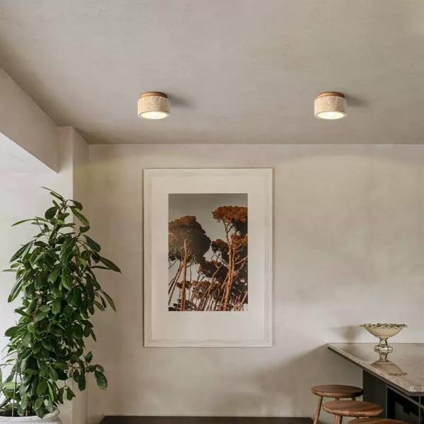 Muxing LED-Deckenleuchte im Travertin-Look, Deckenlampe, Flurlampe, Dielenlampe und Dekoleuchte für Flur, Eingangsbereich, Diele und Wohnzimmer 【ALT-XX-2053】