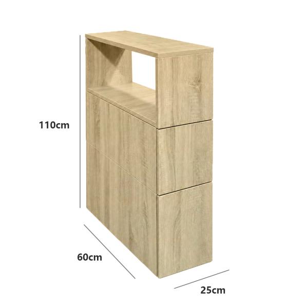 Muxing Badezimmerschrank mit offenen Ablagen und Stauraum Schmaler Badschrank Hochschrank Aufbewahrungsschrank für Badutensilien 【BGG】