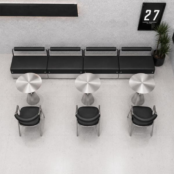 Muxing Edelstahl Sitzbank 2-Sitzer, Gastrobank, Restaurantbank, Lounge Bank, Café Bank, Polsterbank für Wartebereich & Empfang Schwarz 120×55×72 cm【BXG-9201】