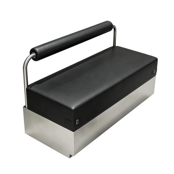Muxing Edelstahl Sitzbank 2-Sitzer, Gastrobank, Restaurantbank, Lounge Bank, Café Bank, Polsterbank für Wartebereich & Empfang Schwarz 120×55×72 cm【BXG-9201】