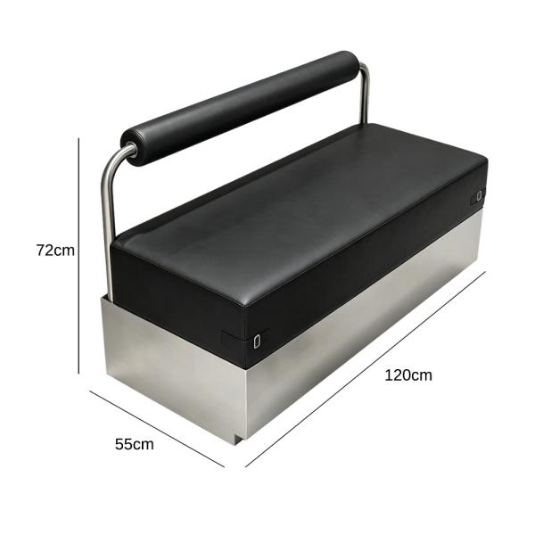Muxing Edelstahl Sitzbank 2-Sitzer, Gastrobank, Restaurantbank, Lounge Bank, Café Bank, Polsterbank für Wartebereich & Empfang Schwarz 120×55×72 cm【BXG-9201】