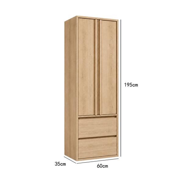 Muxing Badezimmerschrank Hochschrank mit Schubladen, schmaler Badschrank, Aufbewahrungsschrank, Stauraumschrank für Badutensilien 195*60*35cm【GSS】