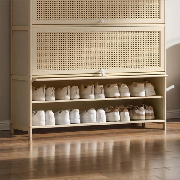 Muxing Beiges Mehrstöckiges Schuhregal mit Staubschutz für den Haushalt Schuhregal beige 【MXG】