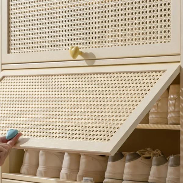Muxing Beiges Mehrstöckiges Schuhregal mit Staubschutz für den Haushalt Schuhregal beige 【MXG】