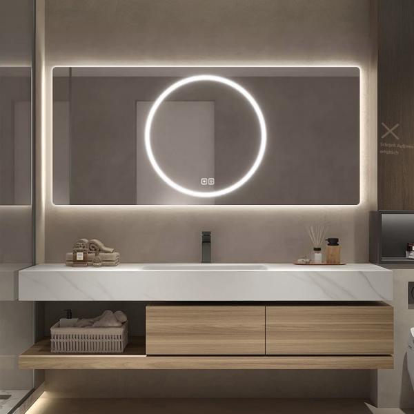 Waschbecken aus Sinterstein mit Schrank und LED-Spiegel für das Badezimmer 【RW2032-K】