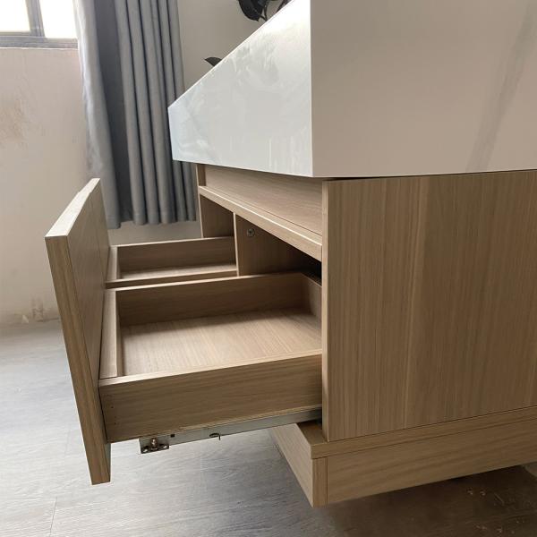 Muxing Badmöbel-Set mit Sinterstein-Waschbecken, wandhängendem Unterschrank und Spiegelschrank, moderner Waschtisch fürs Badezimmer 【RW2032JG K】