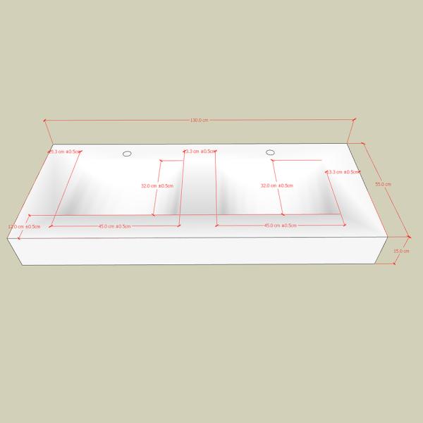 Muxing Waschbecken aus Sinterstein Waschbecken Doppelspüle Spüle mit zwei Becken Waschtisch-Set mit LED-Spiegel und Schränk【RW3318 K】