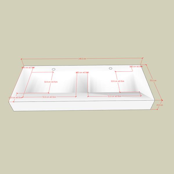 Muxing Waschbecken aus Sinterstein Waschbecken Doppelspüle Spüle mit zwei Becken Waschtisch-Set mit LED-Spiegel und Schränk【RW3318 K】