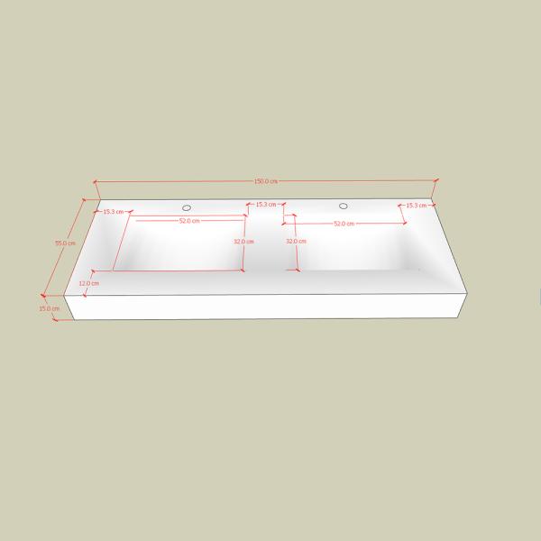 Muxing Waschbecken aus Sinterstein Waschbecken Doppelspüle Spüle mit zwei Becken Waschtisch-Set mit LED-Spiegel und Schränk【RW3318 K】