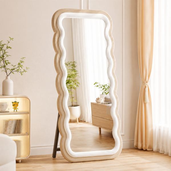 Muxing Ganzkörperspiegel Standspiegel, Ankleidespiegel, Umkleidespiegel, Bodenspiegel für Schlafzimmer, Ankleidezimmer, Bekleidungsgeschäft 165x70cm【SCYD708】