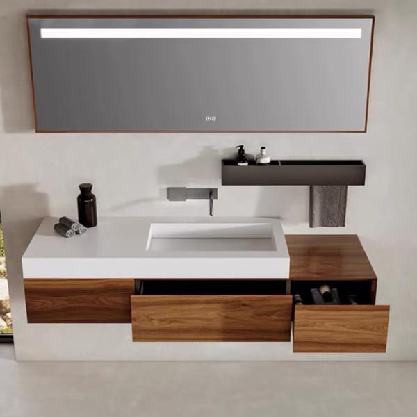 Sinterstein Waschbecken Badezimmer, modernes Aufsatzwaschbecken, eleganter Waschtisch für Bad, Gäste-WC und Waschraum 130*55cm 【XZC950-130】