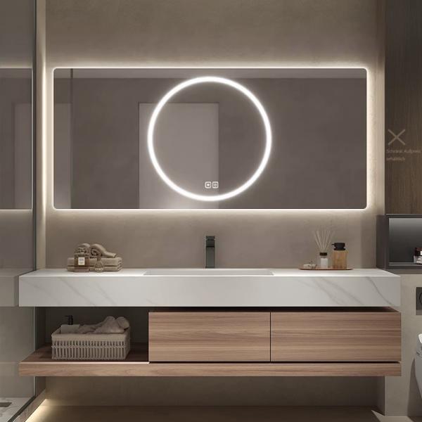 Muxing Sinterstein Waschbecken mit Schublade und Ablage – Moderne Waschtischkombination mit LED-Spiegel für das Badezimmer 【YT2032-K】