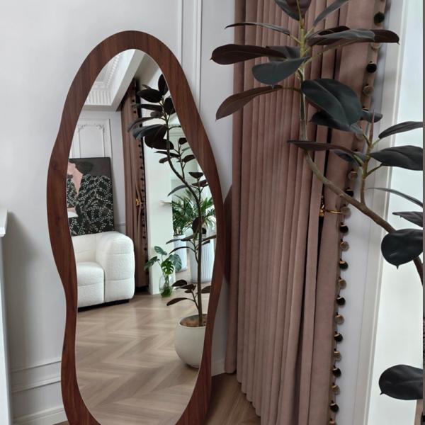 Muxing Vollkörperspiegel , Ankleidespiegel, Kleidungs-Spiegel, StandSpiegel, Sonderform Braun