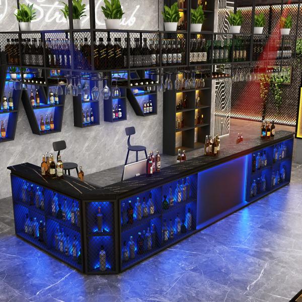 Muxing Empfangstresen, Kassentresen und Bartheke (mit Eckelement), geeignet für Restaurants und Bars, Schwarz