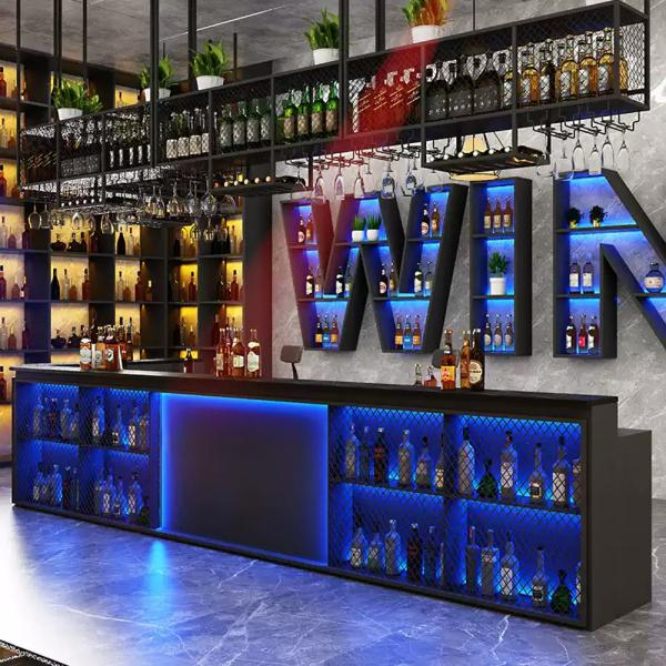 Muxing Empfangstresen, Kassentresen und Bartheke (mit Eckelement), geeignet für Restaurants und Bars, Schwarz