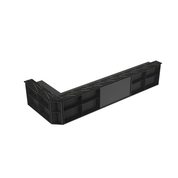 Muxing Empfangstresen, Kassentresen und Bartheke (mit Eckelement), geeignet für Restaurants und Bars, Schwarz