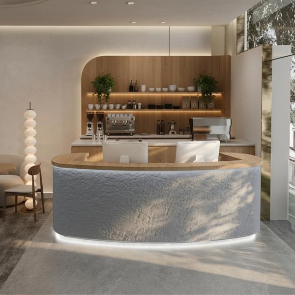 MuXing Empfangstheke – Moderne Kassentheke & Verkaufstresen für Modegeschäft, Bar, Café – Theke für Laden & Gastronomie Grau【YQS B】
