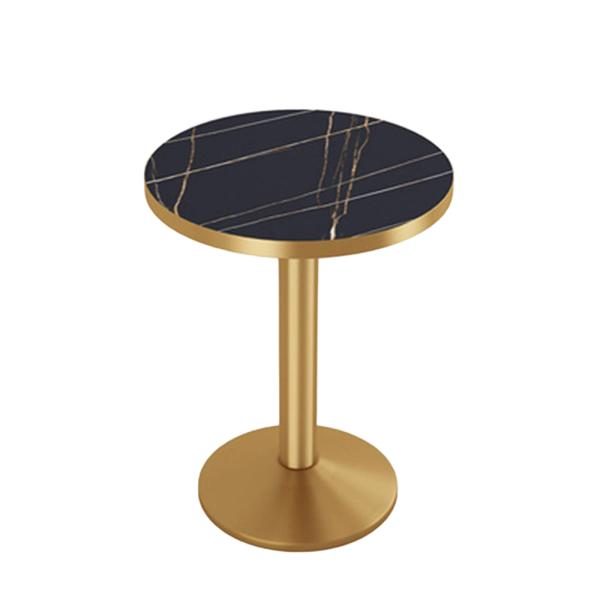 Muxing Runder Esstisch, runder Couchtisch, Kaffeetisch, Bartisch, Schreibtisch, Schwarz Gold, 60*75 cm