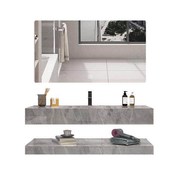 Muxing Badezimmer Waschbecken Set LED-Spiegel, Ablageplatte  Grau