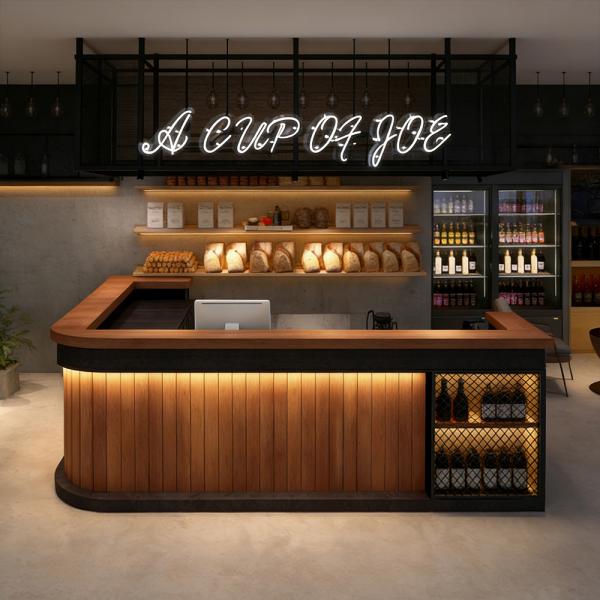 Muxing Maßanfertigung Bartisch Bar-Tresen Eckbartresen Gastronomie-Theke Restaurant-Bar Empfangstresen Braun