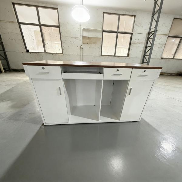 Muxing Theke Industriestil-Kassentheke Restaurant-Bar  Bar-Theke Empfangstheke Rezeption Kasse Bar 180*60*100cm Grau【CTSN 180】