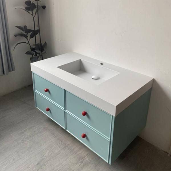 Muxing Waschbecken aus Keramik,Badmöbel Set, Badezimmermöbel,Bad Schränke,Waschtisch,LED-Spiegel,Blau