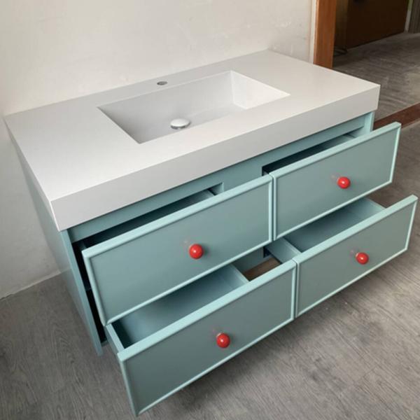 Muxing Waschbecken aus Keramik,Badmöbel Set, Badezimmermöbel,Bad Schränke,Waschtisch,LED-Spiegel,Blau