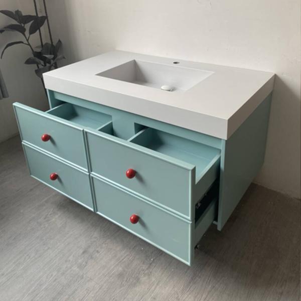 Muxing Waschbecken aus Keramik,Badmöbel Set, Badezimmermöbel,Bad Schränke,Waschtisch,LED-Spiegel,Blau