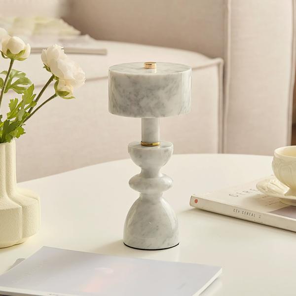 Muxing Marmor-/Jade-Tischlampe, wiederaufladbare Nachttischlampe, nordisches Design, Café- & Barleuchte 11,5 × 8 × 26 cm【dlsd】