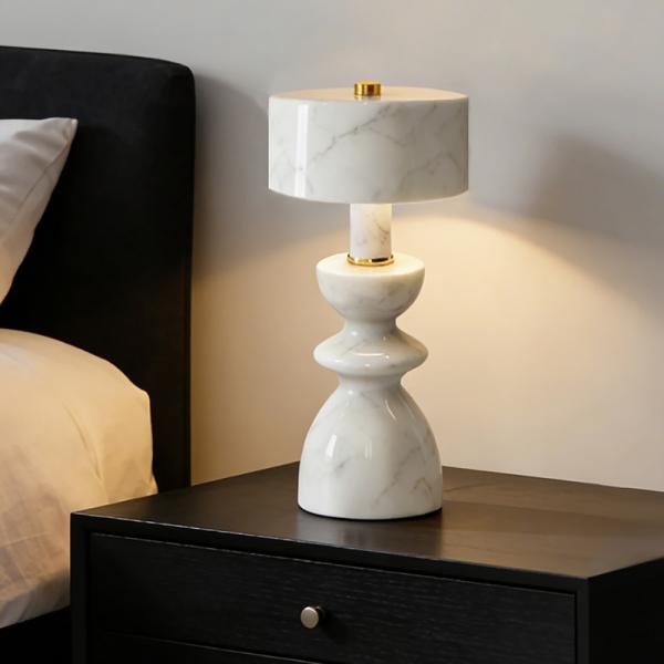 Muxing Marmor-/Jade-Tischlampe, wiederaufladbare Nachttischlampe, nordisches Design, Café- & Barleuchte 11,5 × 8 × 26 cm【dlsd】
