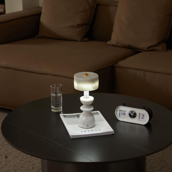 Muxing Marmor-/Jade-Tischlampe, wiederaufladbare Nachttischlampe, nordisches Design, Café- & Barleuchte 11,5 × 8 × 26 cm【dlsd】