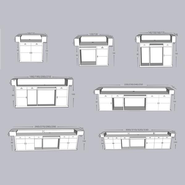 MuXing Reception Desk, Bar Counter, Rounded Corner Design, Vertical Stripe Pattern, Salon, Hotel, Store Front Desk【Baise】