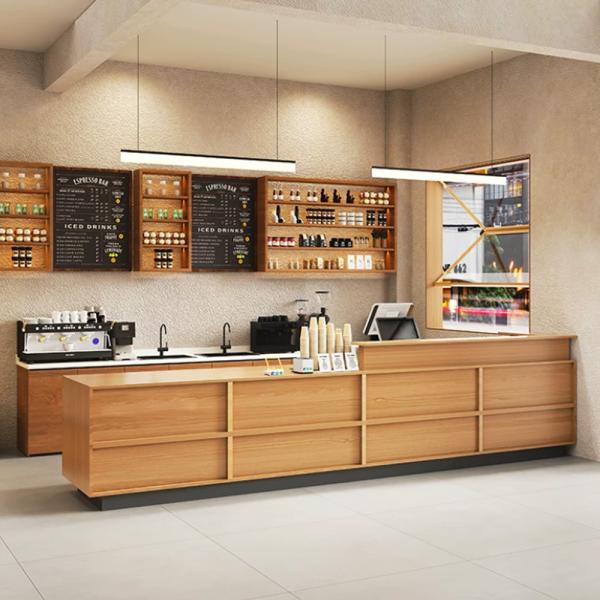 Muxing Massivholz Empfangstheke für Gastronomie, Geschäftliche Bar Theke, Schlichte Empfangstheke, Bar Theke