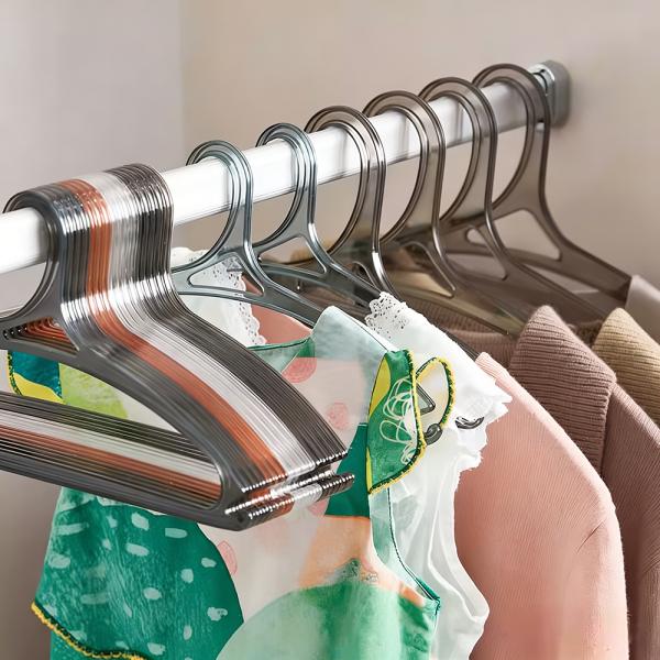 Muxing 10er Set Kunststoff-Kleiderbügel, transparent, rutschfest, ohne Abdrücke, Rot, 41 x 21,5 cm /TMYJ/