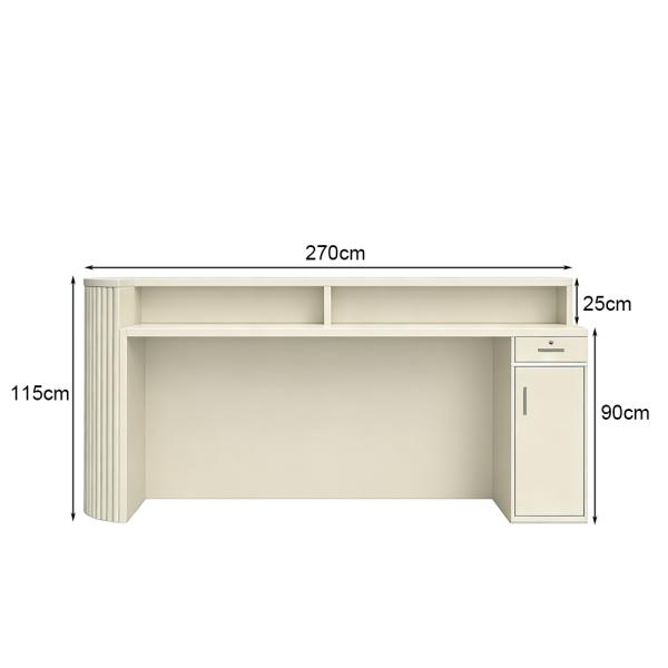 Geschäft Salon Empfangstisch Theke Tresen Kasse Laden Beige 270*70*115cm 【DZK-B2 270】